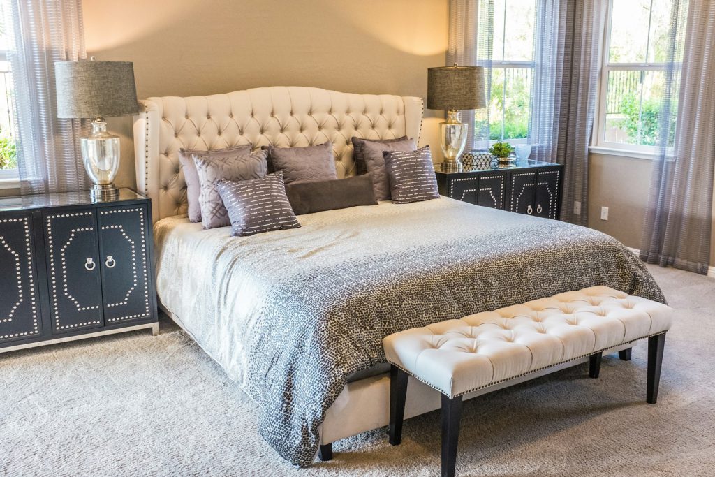 Walnut Linea Bed with Integrated Night Ledges